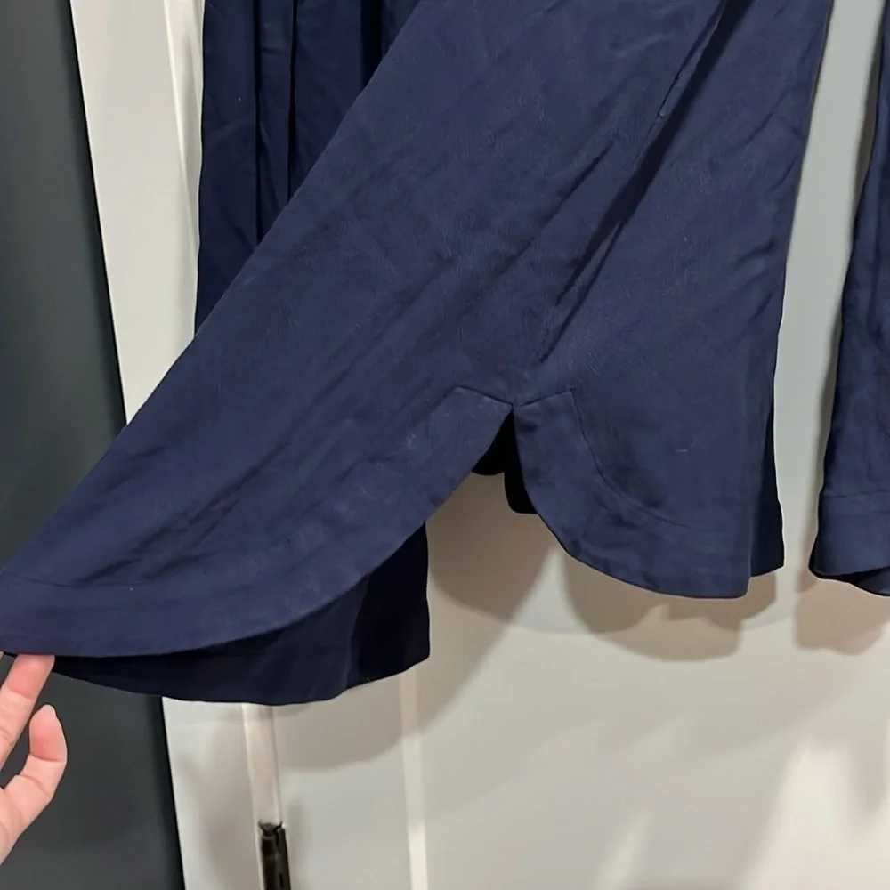 Free People Oversized Bell Sleeve Henley Top Navy